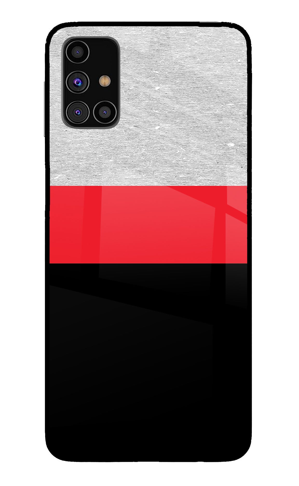 Tri Color Pattern Samsung M31s Glass Case