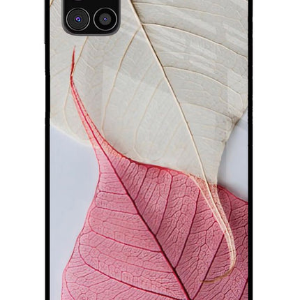 White Pink Leaf Samsung M31s Glass Case Back Cover by Casekaro
