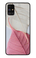 White Pink Leaf Samsung M31s Glass Case