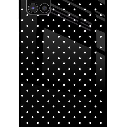 White Dots Samsung M31s Glass Case Back Cover by Casekaro