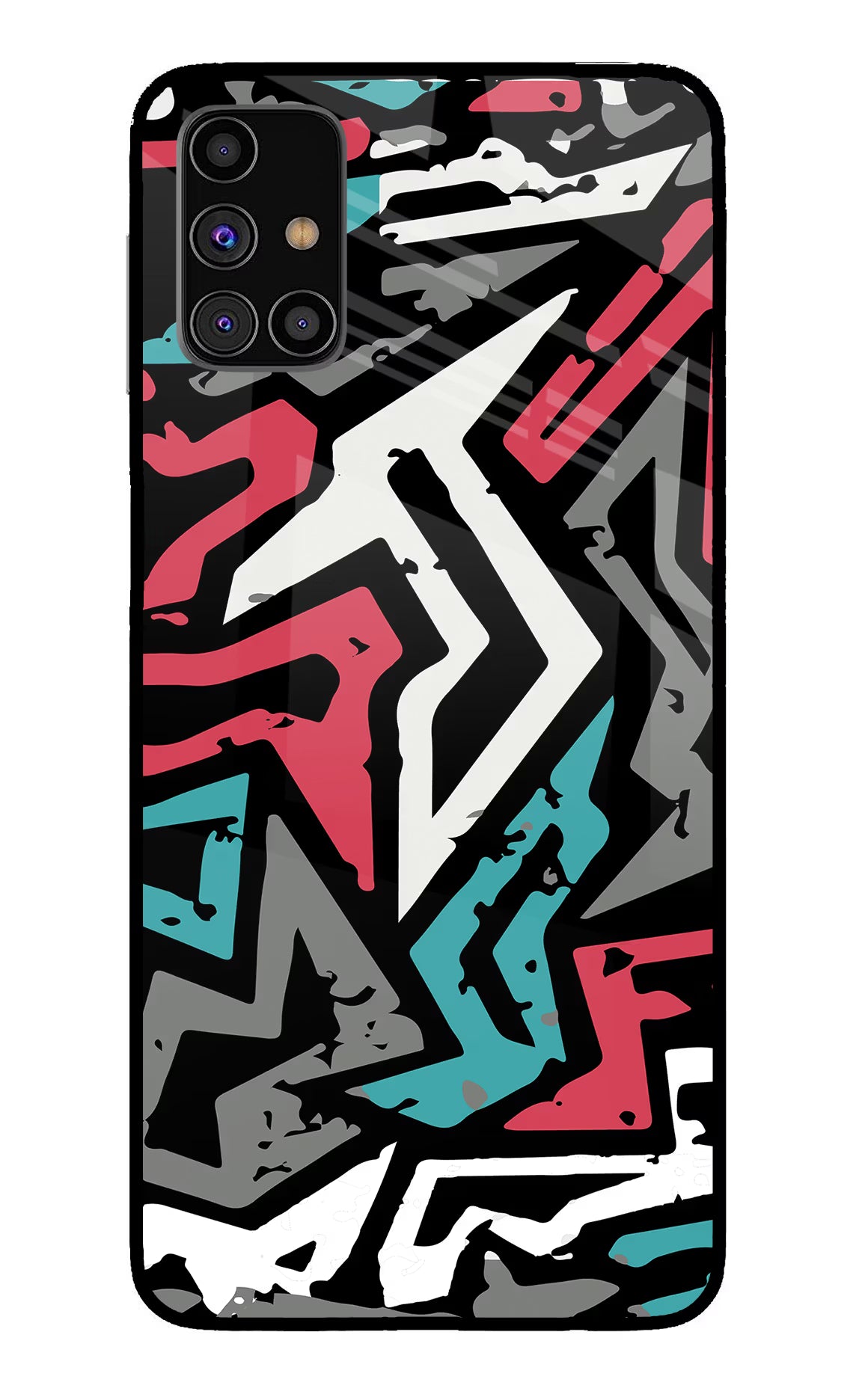 Geometric Graffiti Samsung M31s Glass Case Back Cover by Casekaro