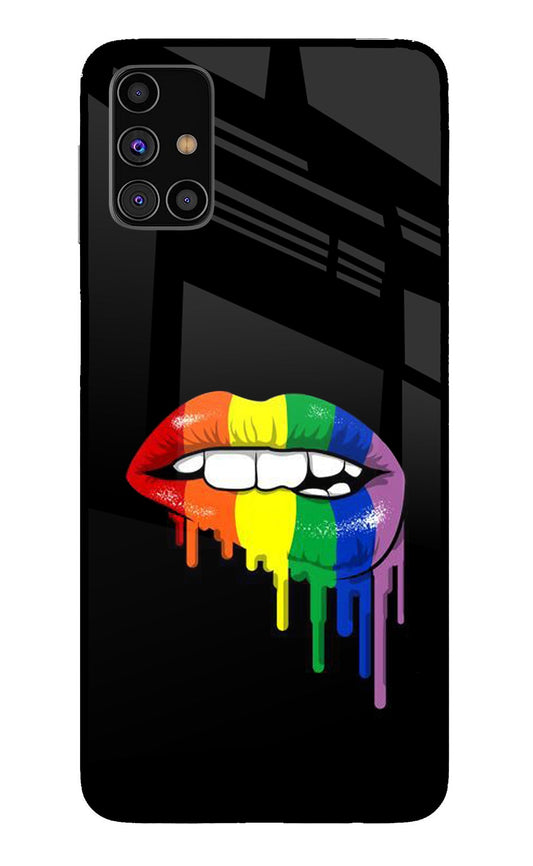 Lips Biting Samsung M31s Glass Case