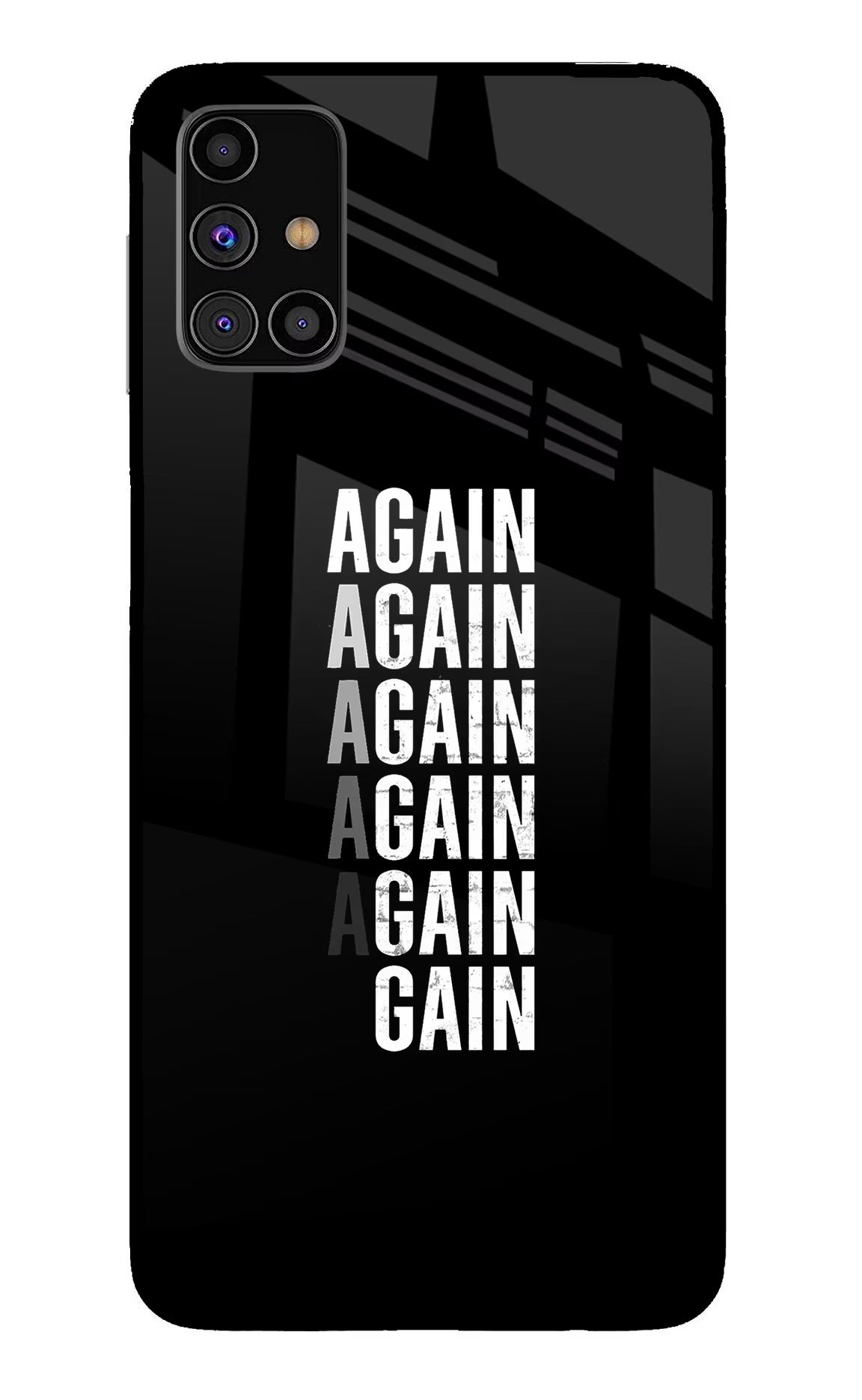 Again Again Gain Samsung M31s Glass Case Back Cover by Casekaro