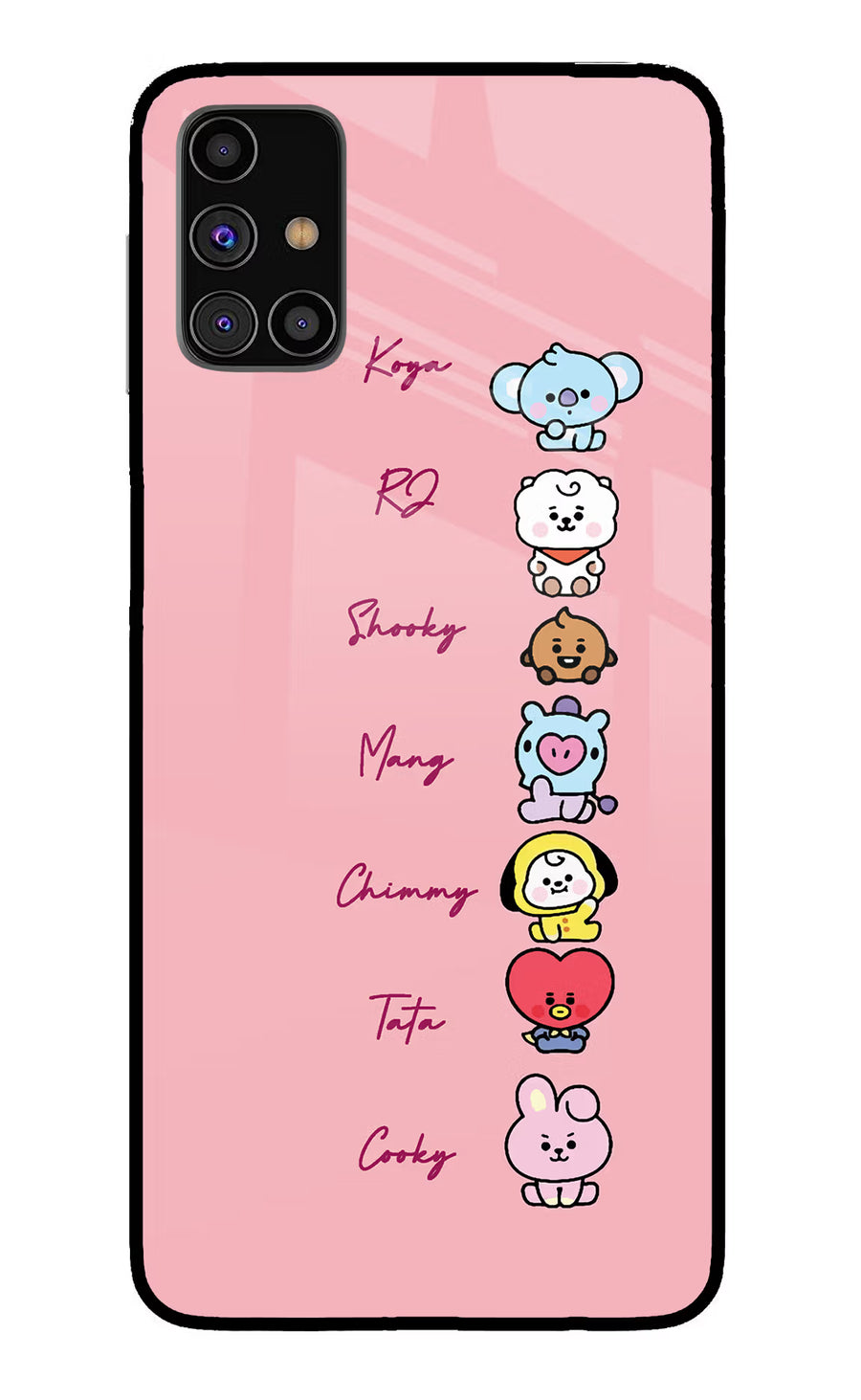 BTS names Samsung M31s Back Cover, Glass case