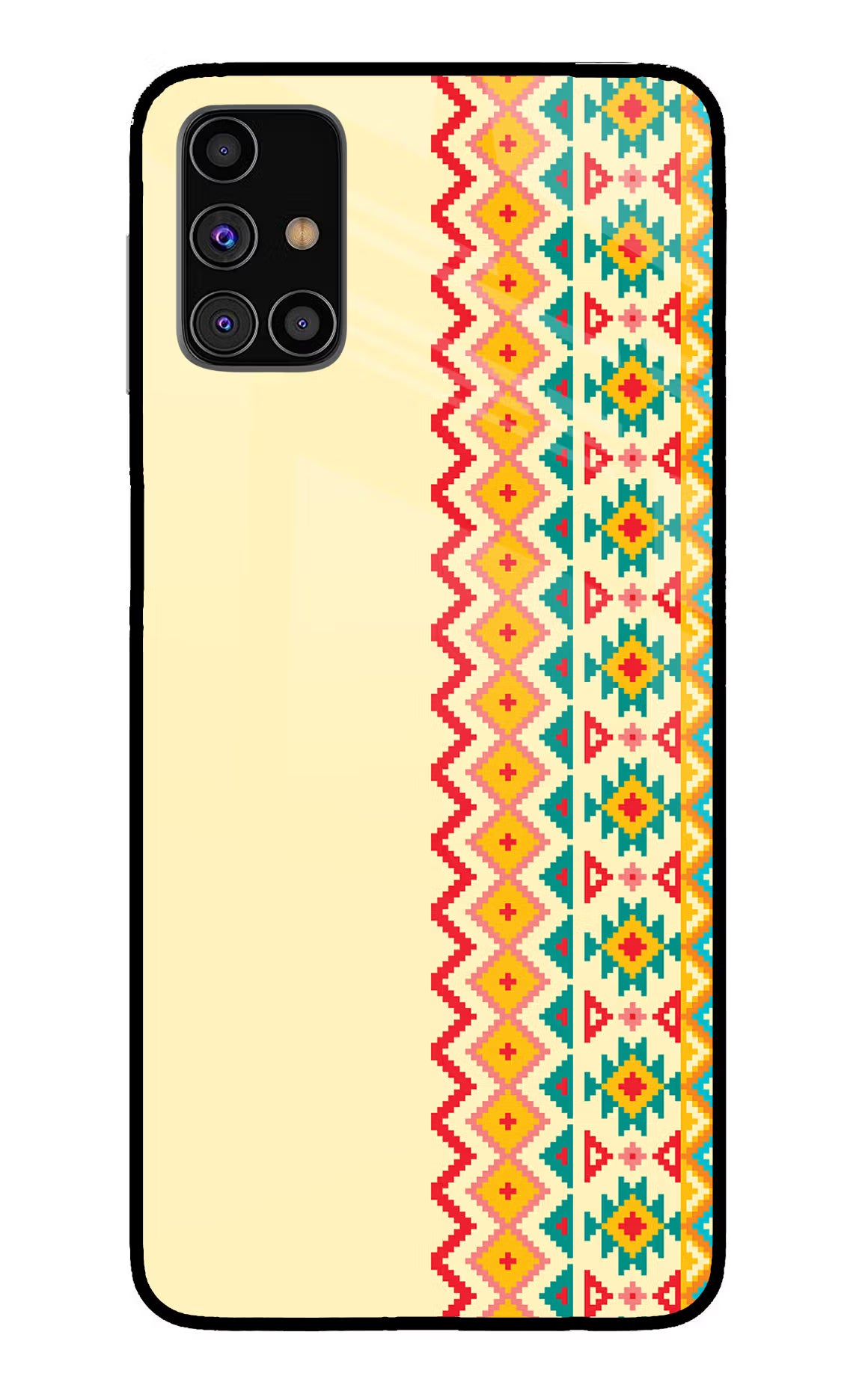 Ethnic Seamless Samsung M31s Glass Case Back Cover by Casekaro