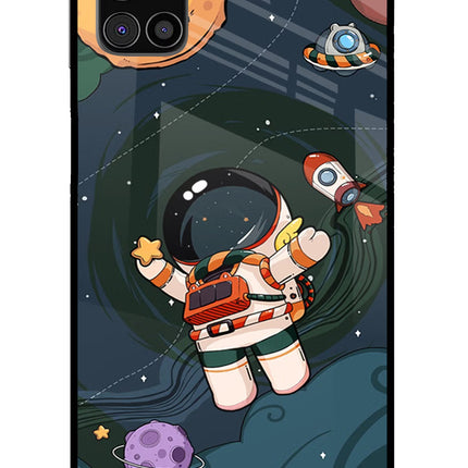 Cartoon Astronaut Samsung M31s Glass Case Back Cover by Casekaro