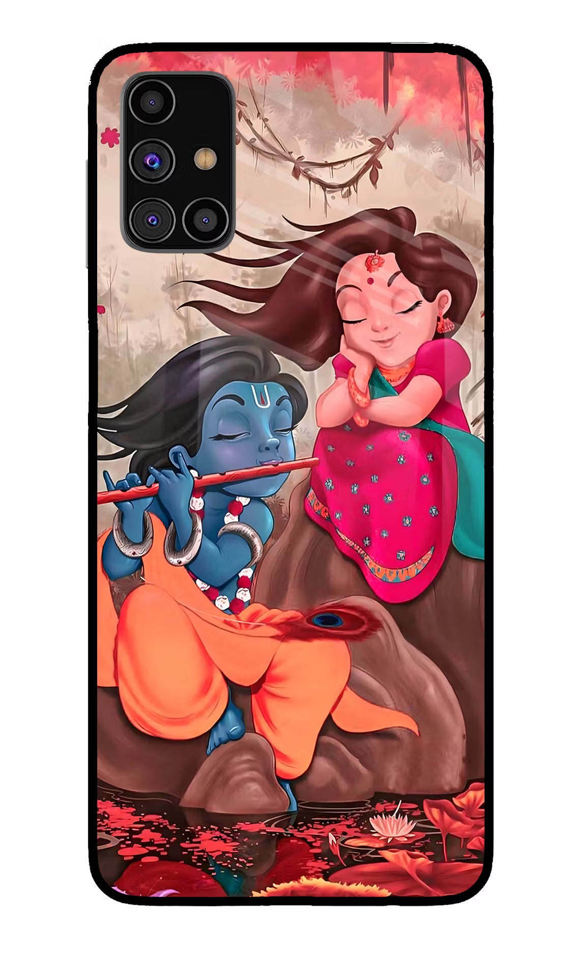 Radhe Krishna Samsung M31s Glass Case Back Cover by Casekaro