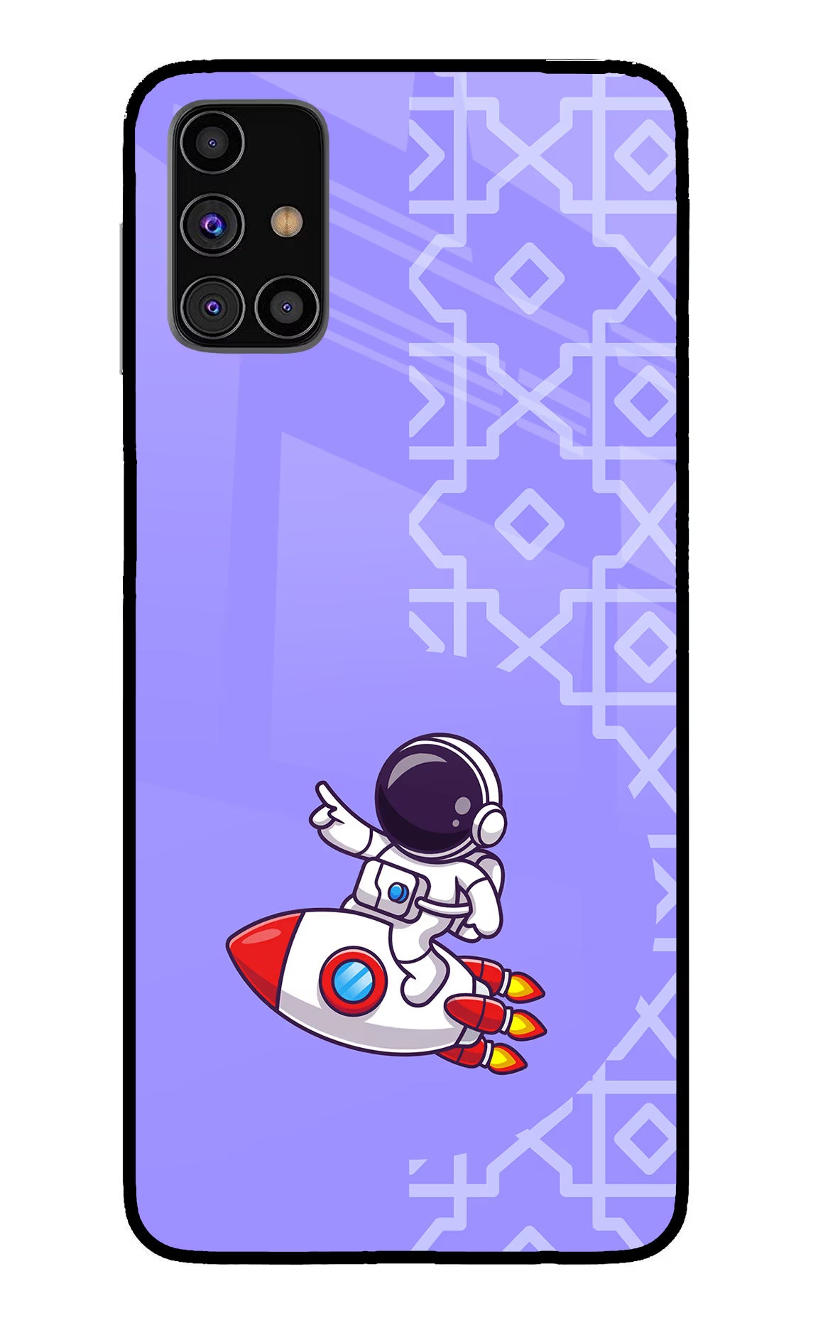Cute Astronaut Samsung M31s Glass Case Back Cover by Casekaro
