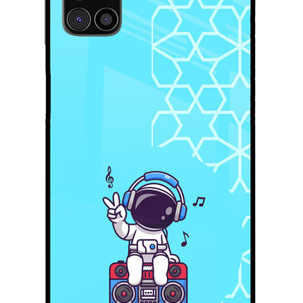 Cute Astronaut Chilling Samsung M31s Glass Case Back Cover by Casekaro