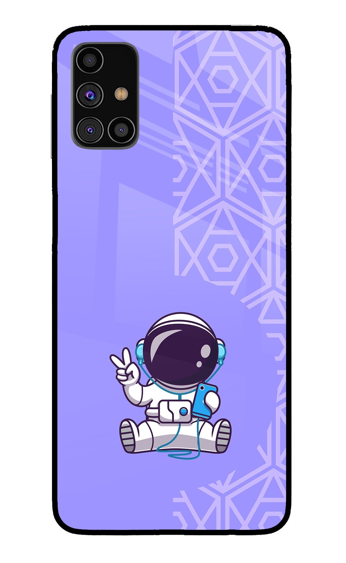 Cute Astronaut Chilling Samsung M31s Glass Case