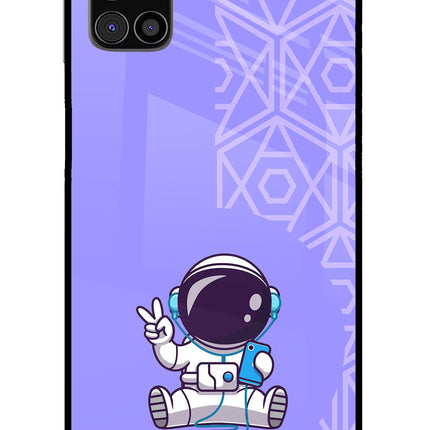 Cute Astronaut Chilling Samsung M31s Glass Case Back Cover by Casekaro