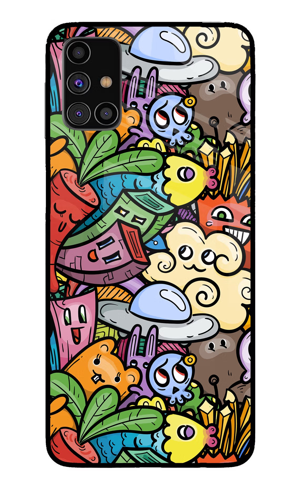 Veggie Doodle Samsung M31s Glass Case Back Cover by Casekaro