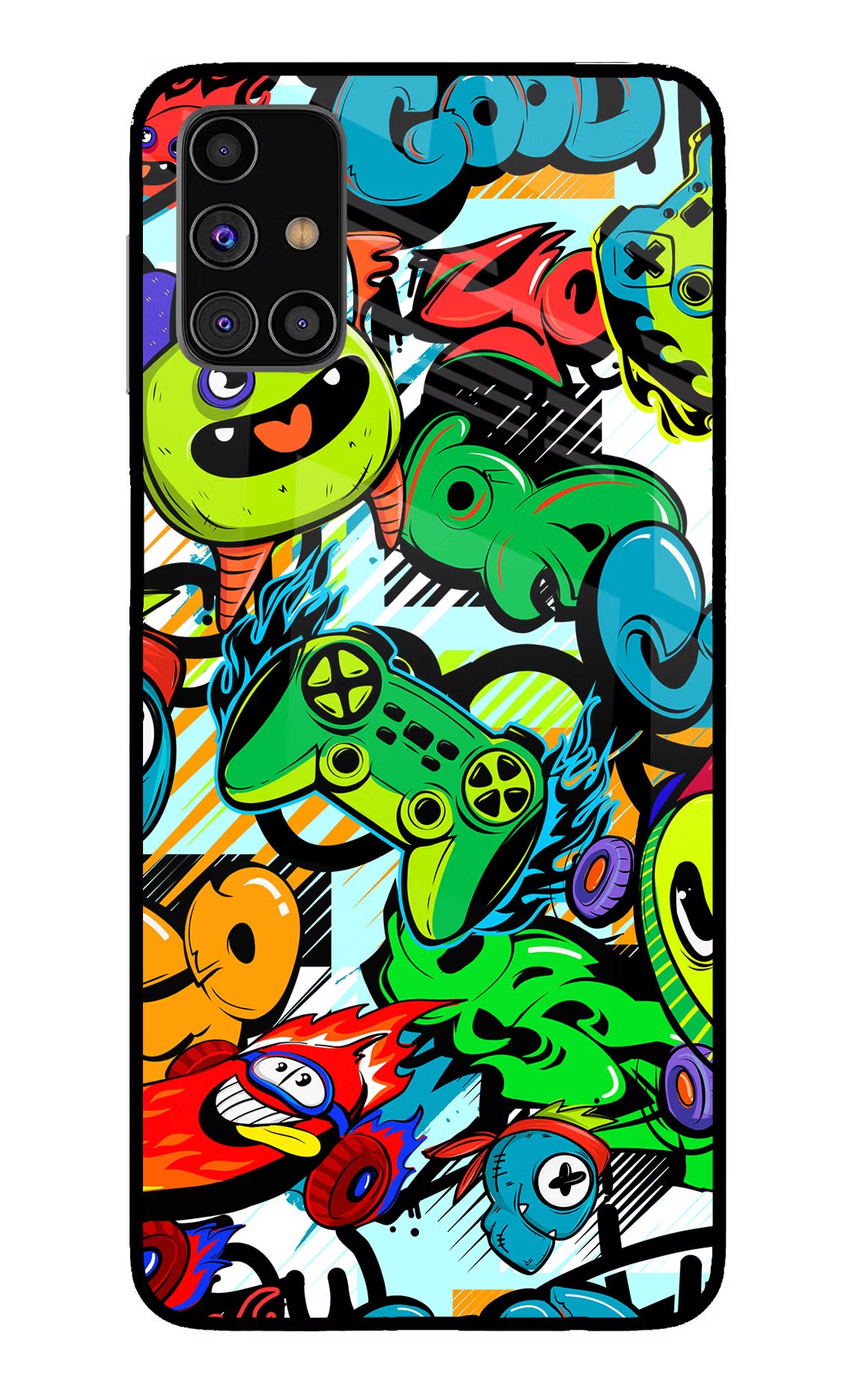 Game Doodle Samsung M31s Glass Case Back Cover by Casekaro