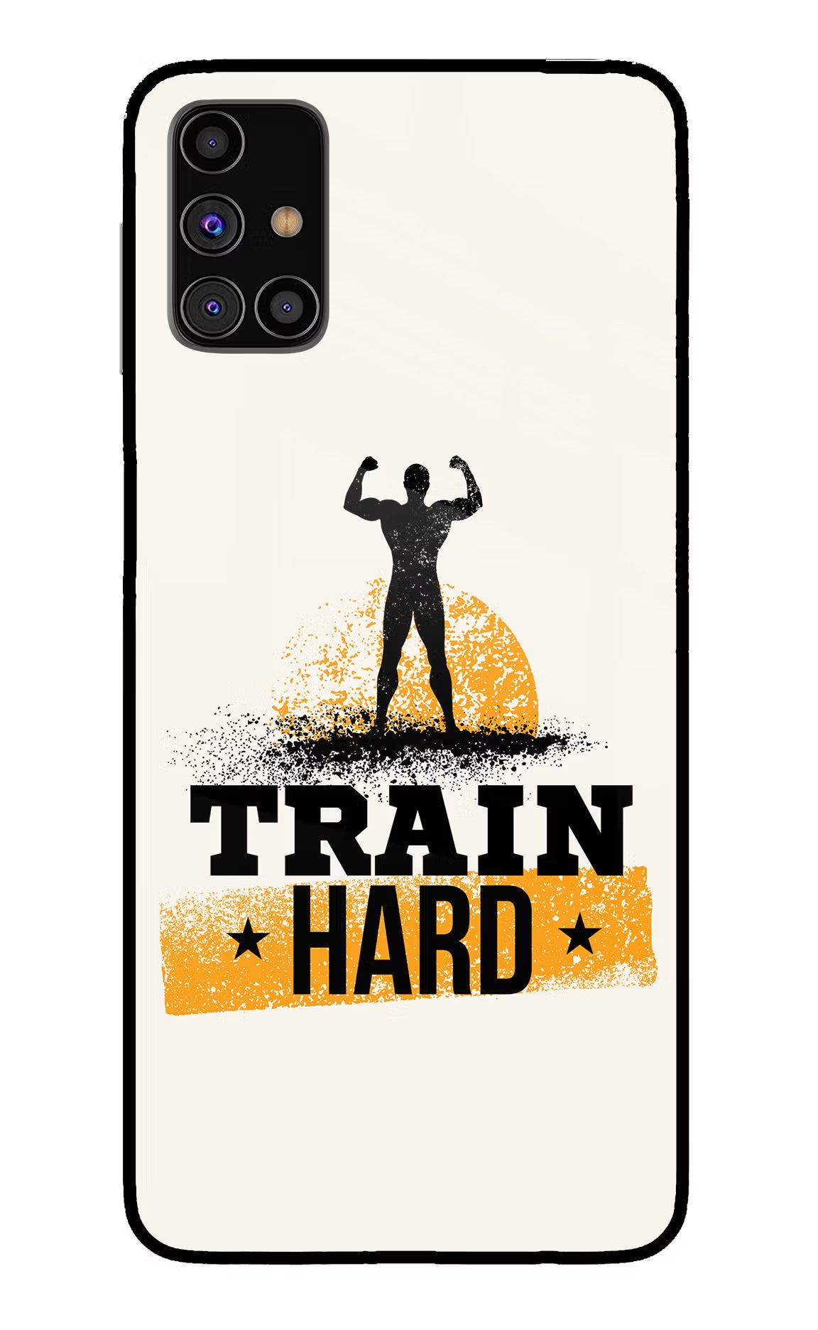 Train Hard Samsung M31s Glass Case Back Cover by Casekaro