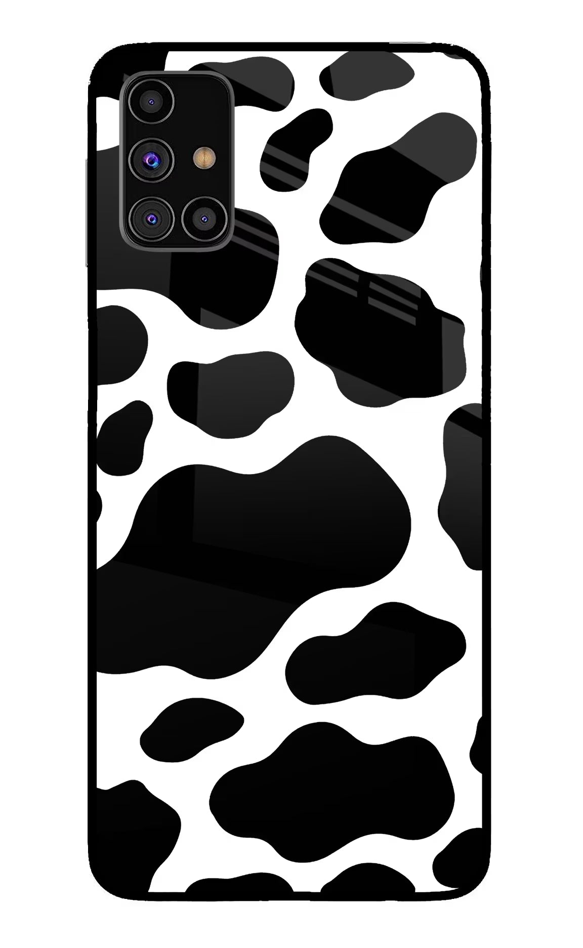 Cow Spots Samsung M31s Glass Case Back Cover by Casekaro