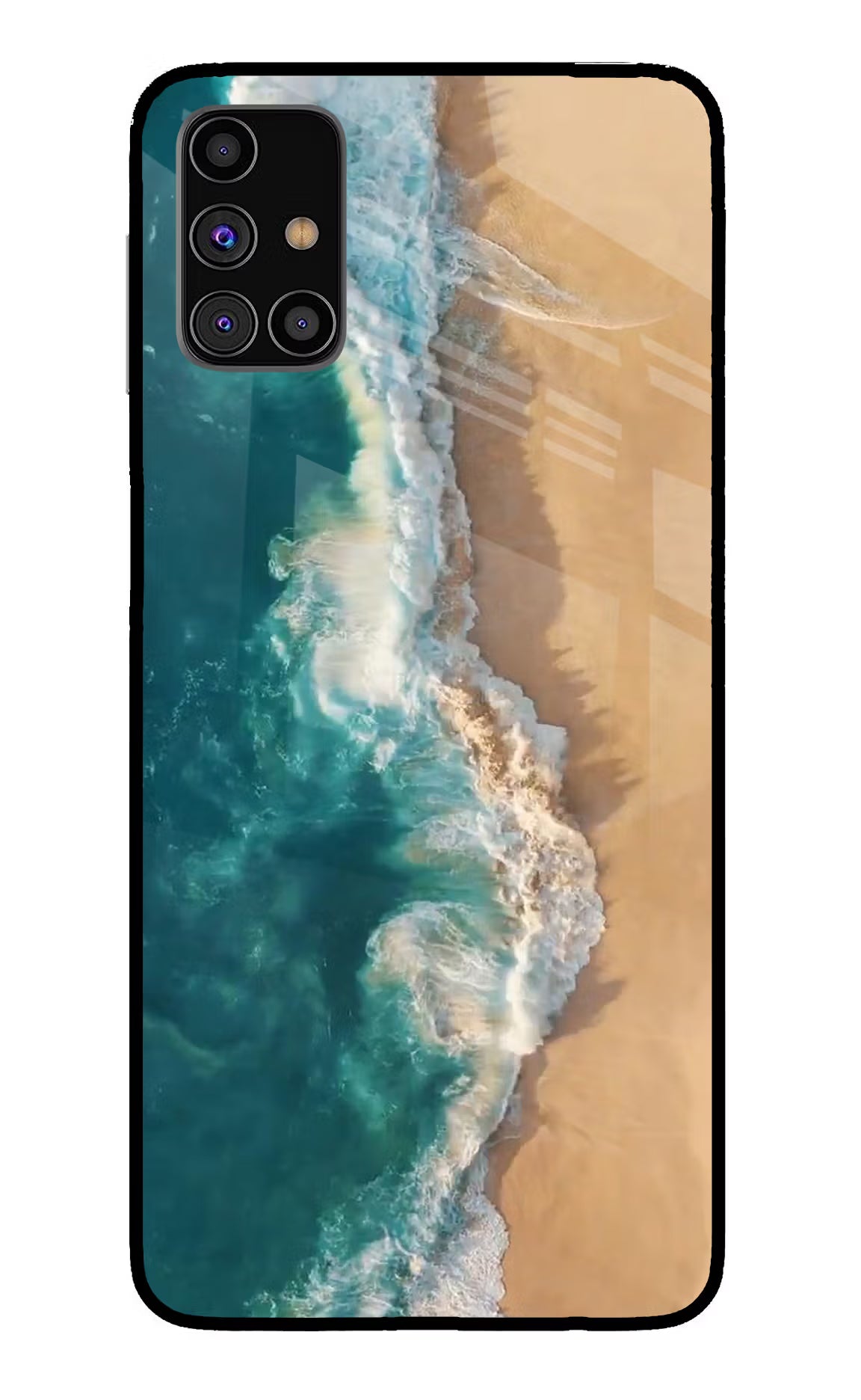 Ocean Beach Samsung M31s Glass Case Back Cover by Casekaro