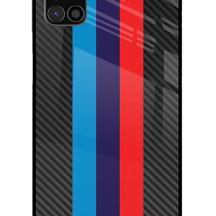 BMW Stripes Pattern Samsung M31s Glass Case Back Cover by Casekaro