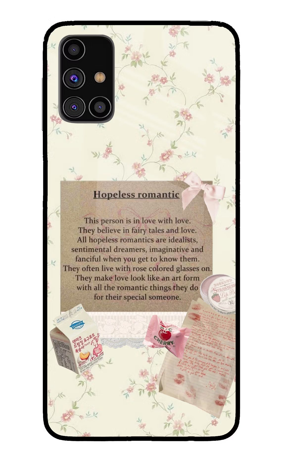 Hopeless Romantic Samsung M31s Glass Case Back Cover by Casekaro