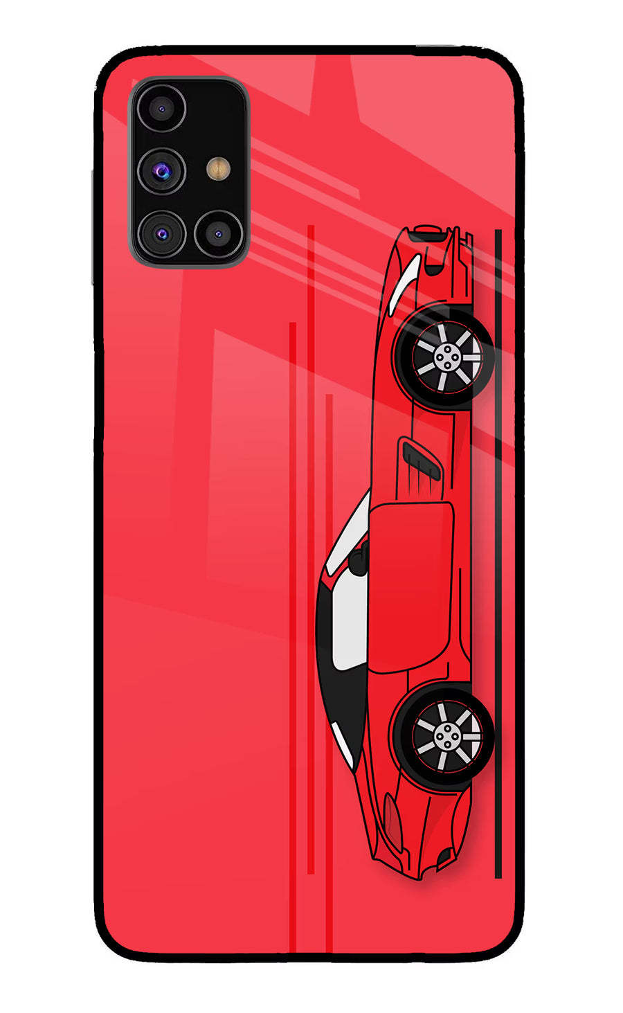 Red Velocity Samsung M31s Back Cover, Glass case