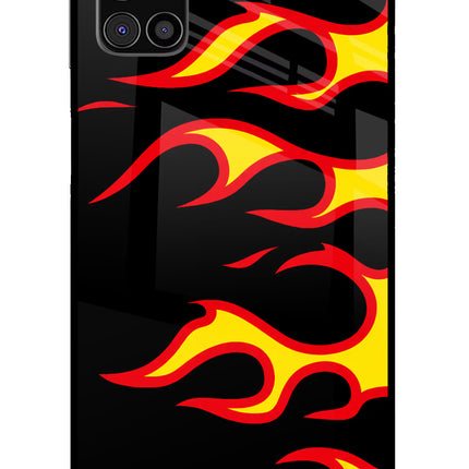 Side Sweep Flames Samsung M31s Glass Case Back Cover by Casekaro
