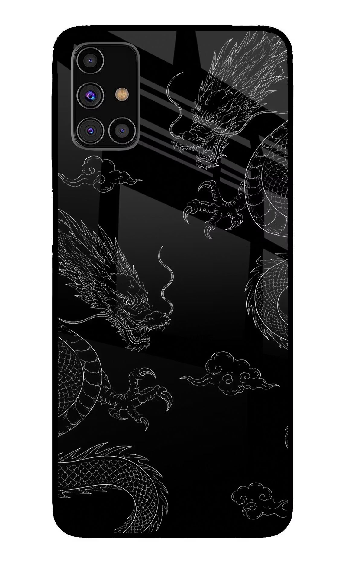 Twin Dragons Samsung M31s Glass Case Back Cover by Casekaro