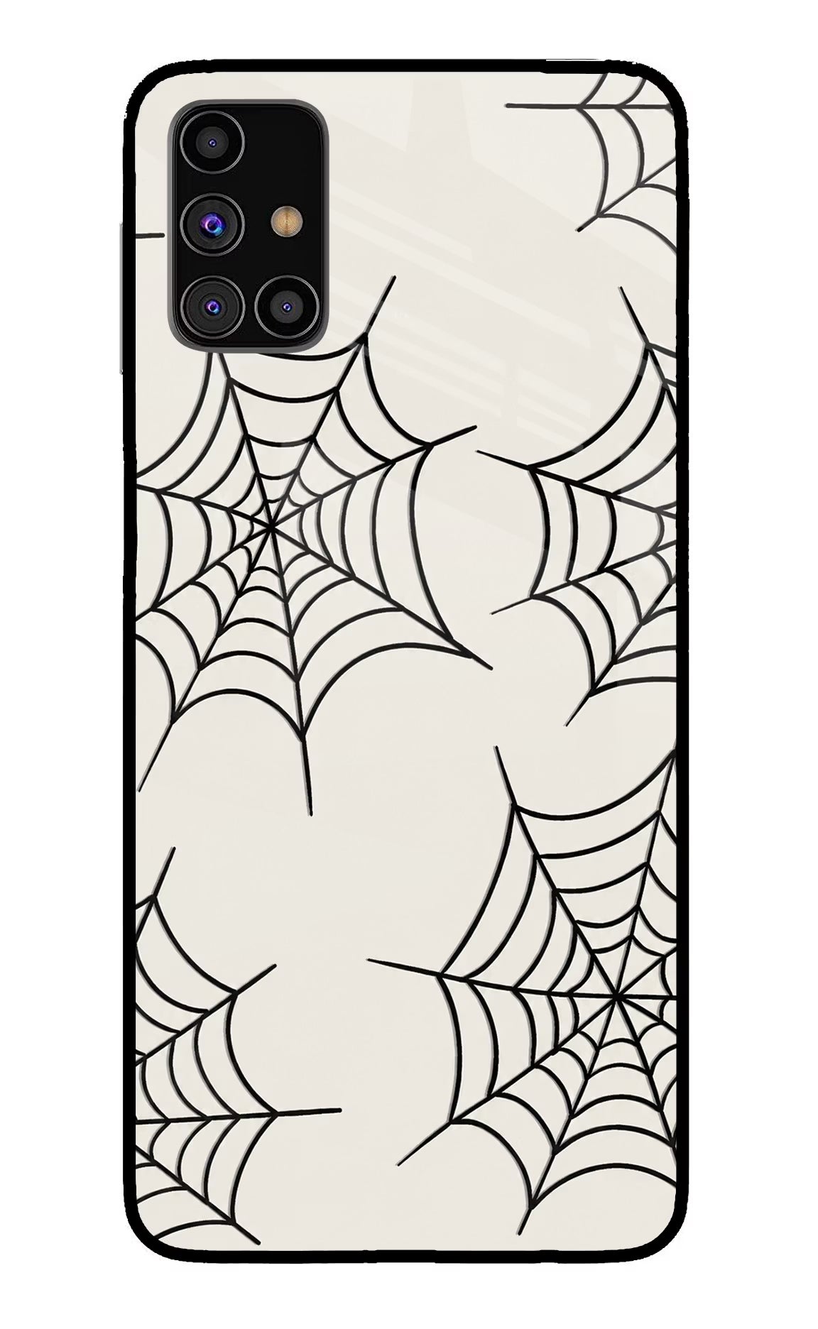 Spider Web Samsung M31s Glass Case Back Cover by Casekaro