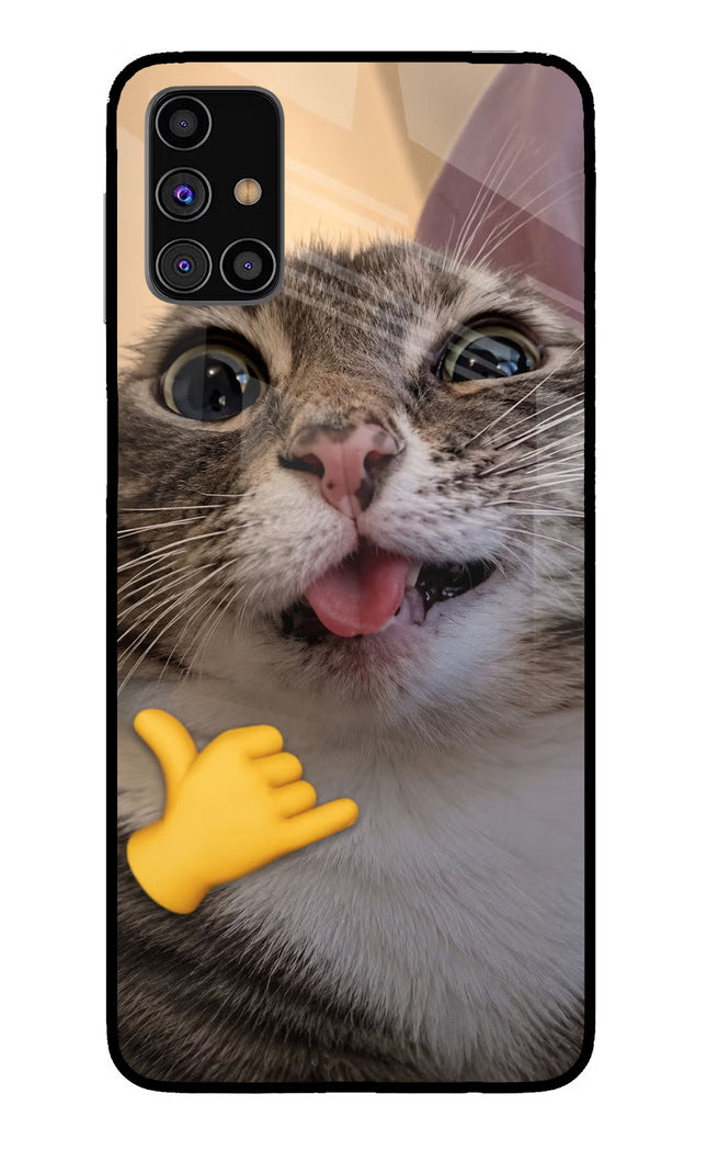 Silly Cat Call Samsung M31s Glass Case
