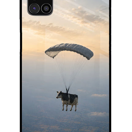 Skydiving Cow Samsung M31s Glass Case Back Cover by Casekaro