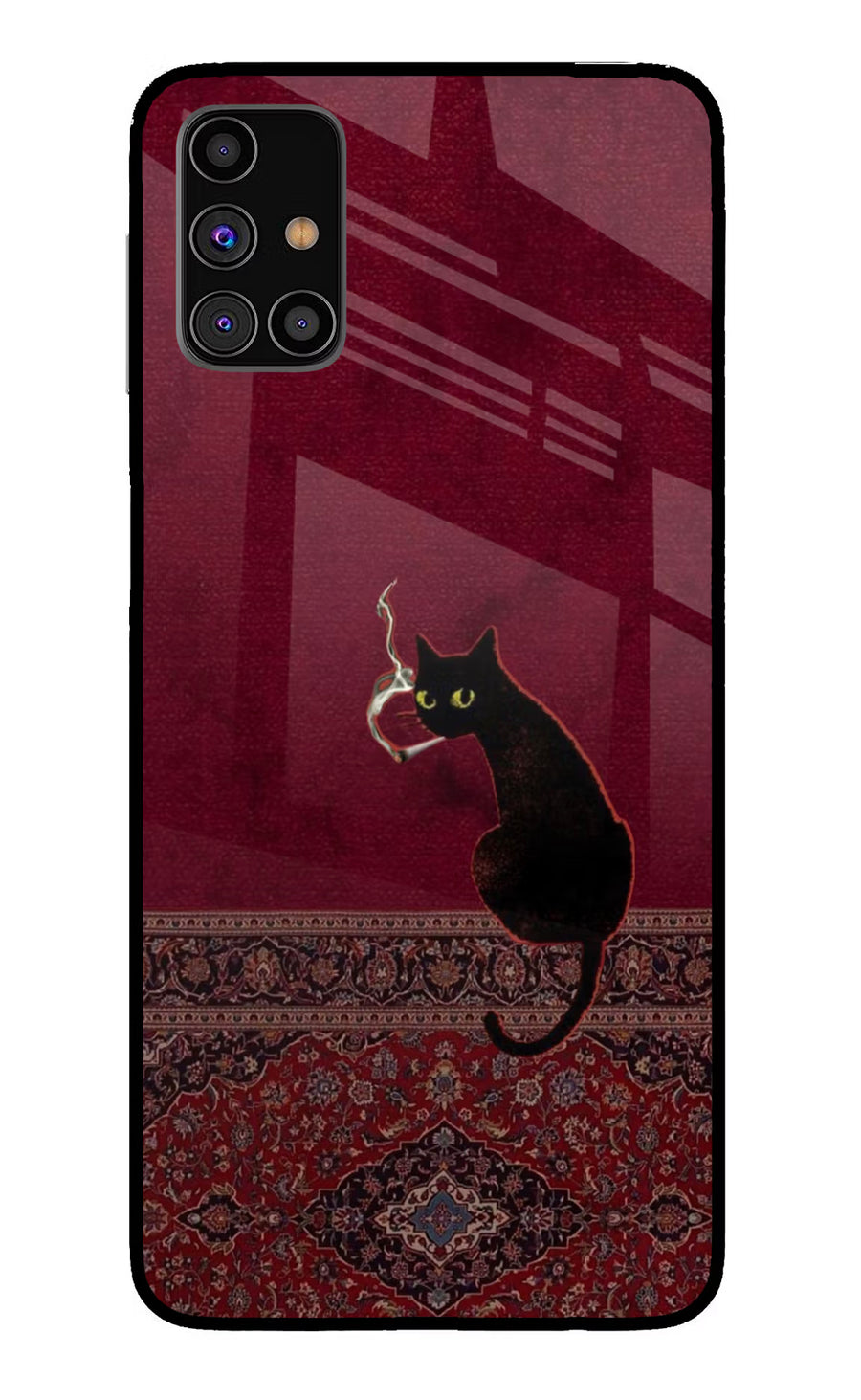 Midnight Cat Samsung M31s Back Cover, Glass case
