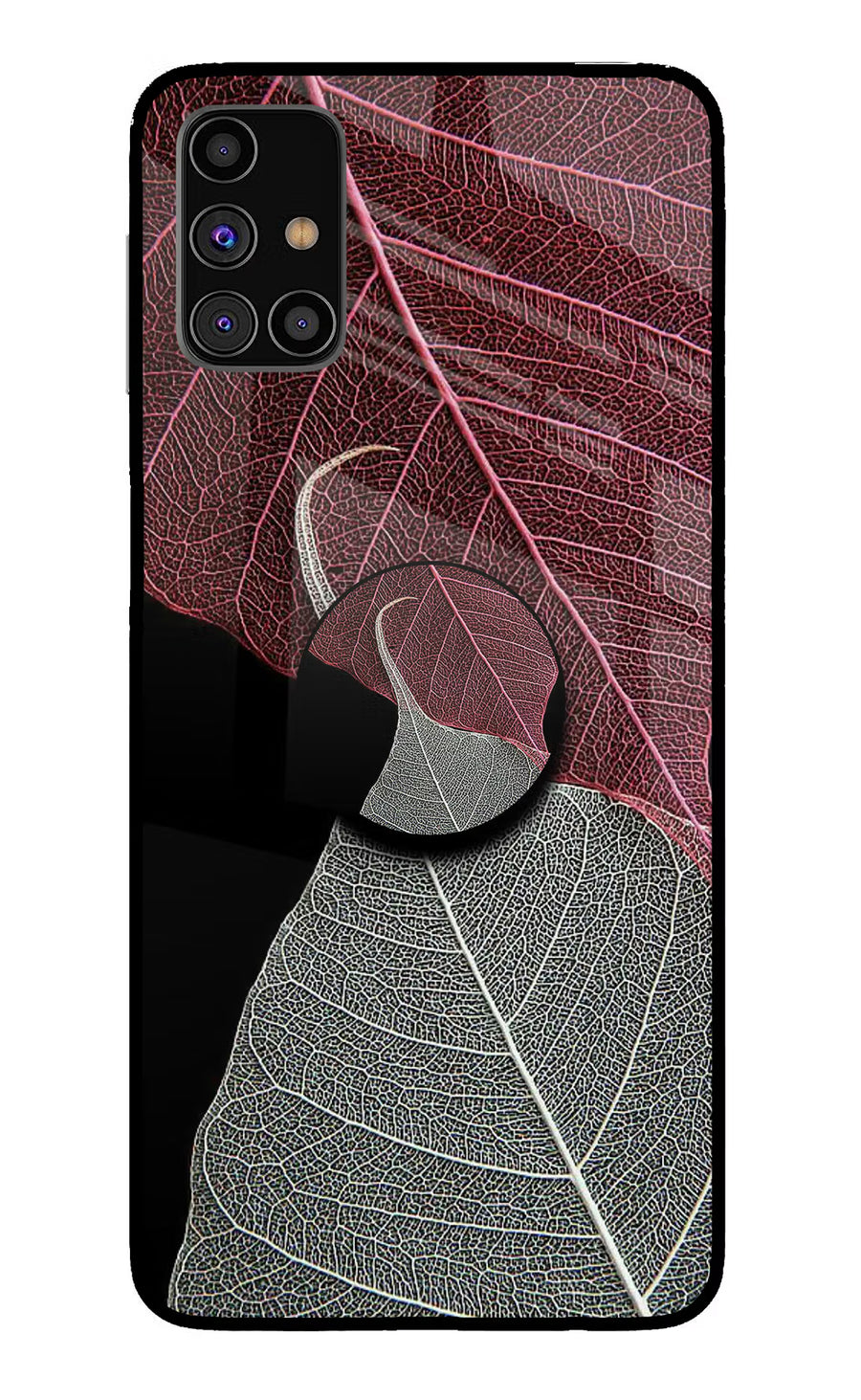 Leaf Pattern Samsung M31s Pop Case, Glass case