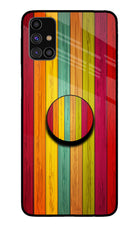 Multicolor Wooden Samsung M31s Glass Case