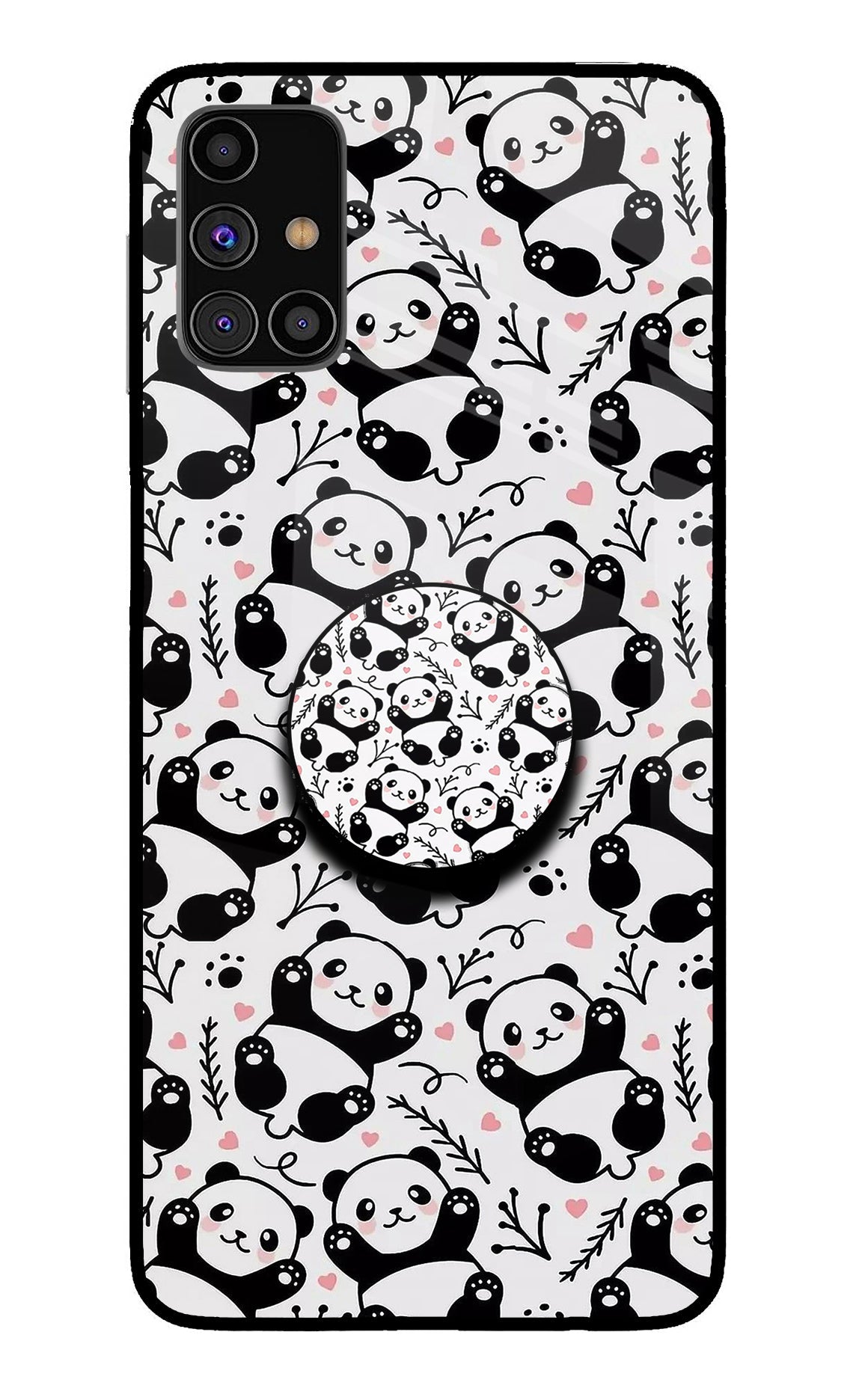 Cute Panda Samsung M31s Glass Case