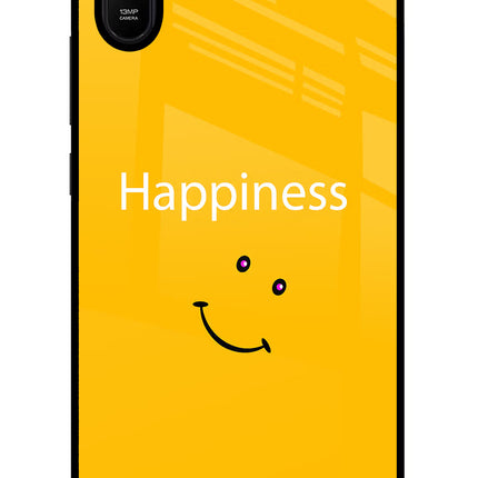 Happiness With Smiley Redmi 9A/9i Glass Case Back Cover by Casekaro
