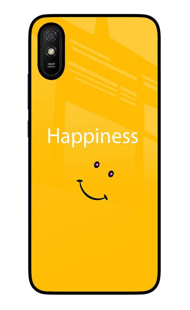 Happiness With Smiley Redmi 9A/9i Glass Case Back Cover by Casekaro