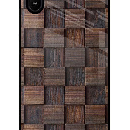 Wooden Cube Design Redmi 9A/9i Glass Case Back Cover by Casekaro