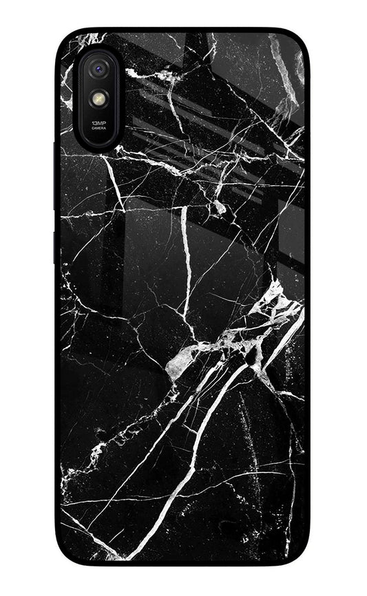 Black Marble Pattern Redmi 9A/9i Glass Case