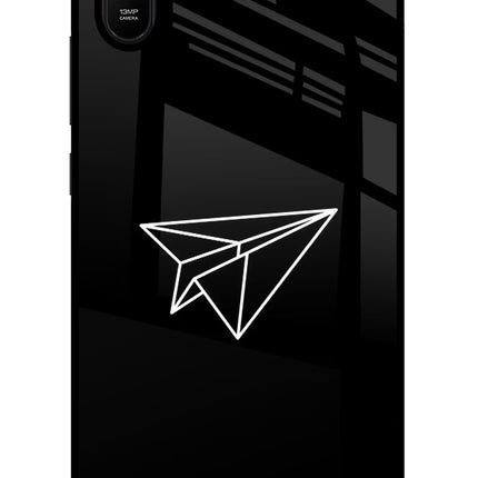 Paper Plane White Redmi 9A/9i Glass Case Back Cover by Casekaro