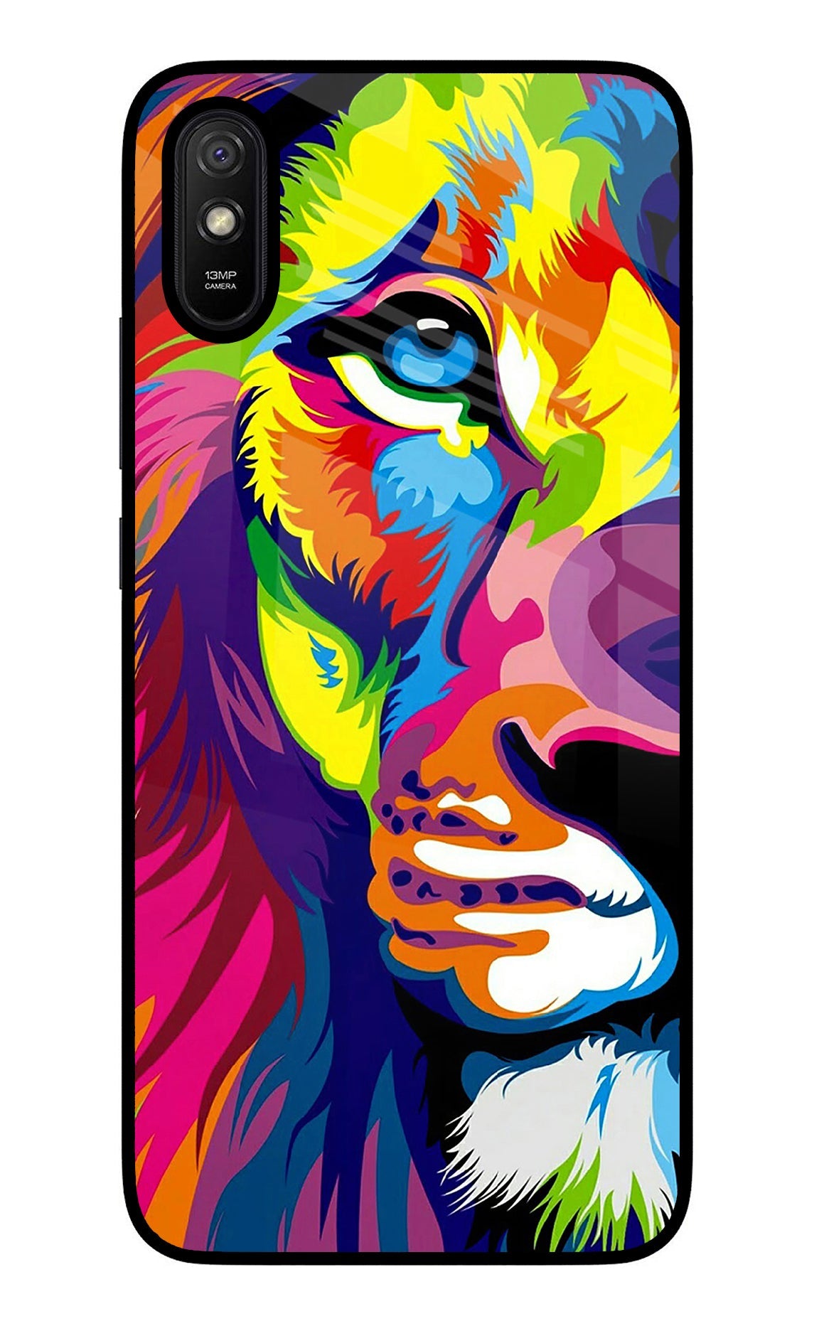 Lion Half Face Redmi 9A/9i Glass Case