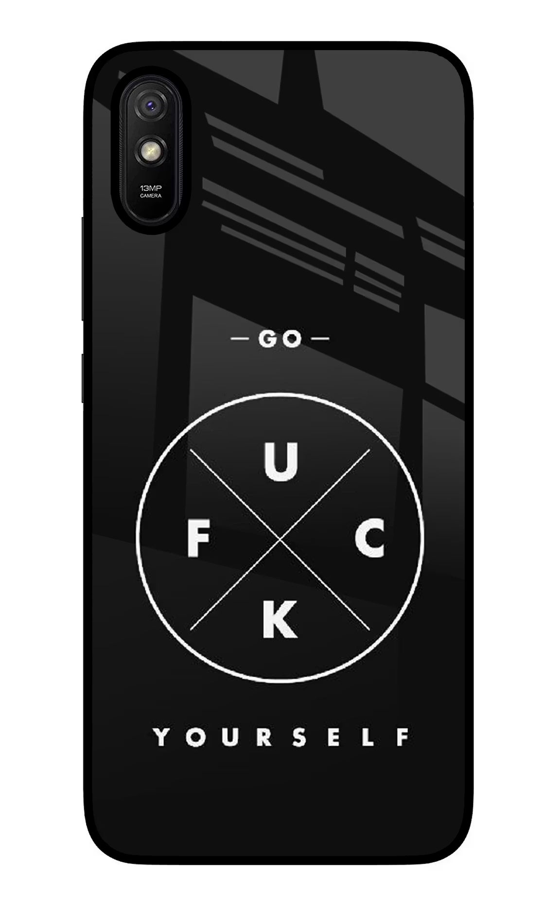 Go Fuck Yourself Redmi 9A/9i Glass Case Back Cover by Casekaro