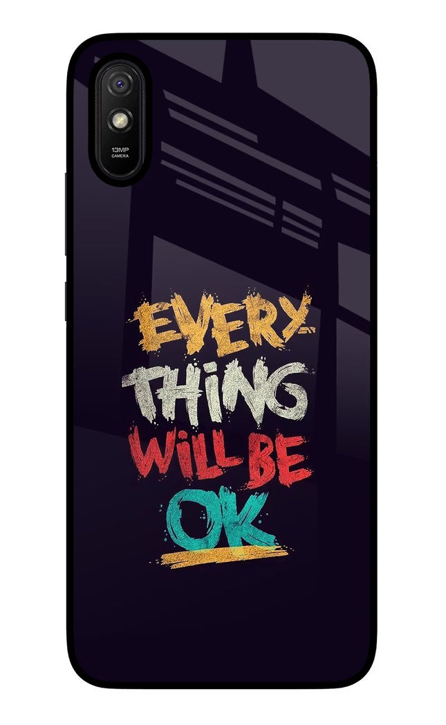 Everything Will Be Ok Redmi 9A/9i Glass Case Back Cover by Casekaro