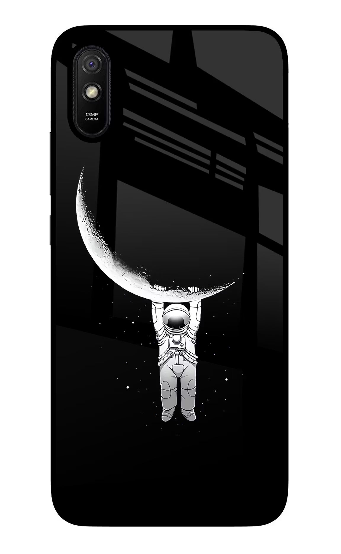 Moon Space Redmi 9A/9i Glass Case Back Cover by Casekaro