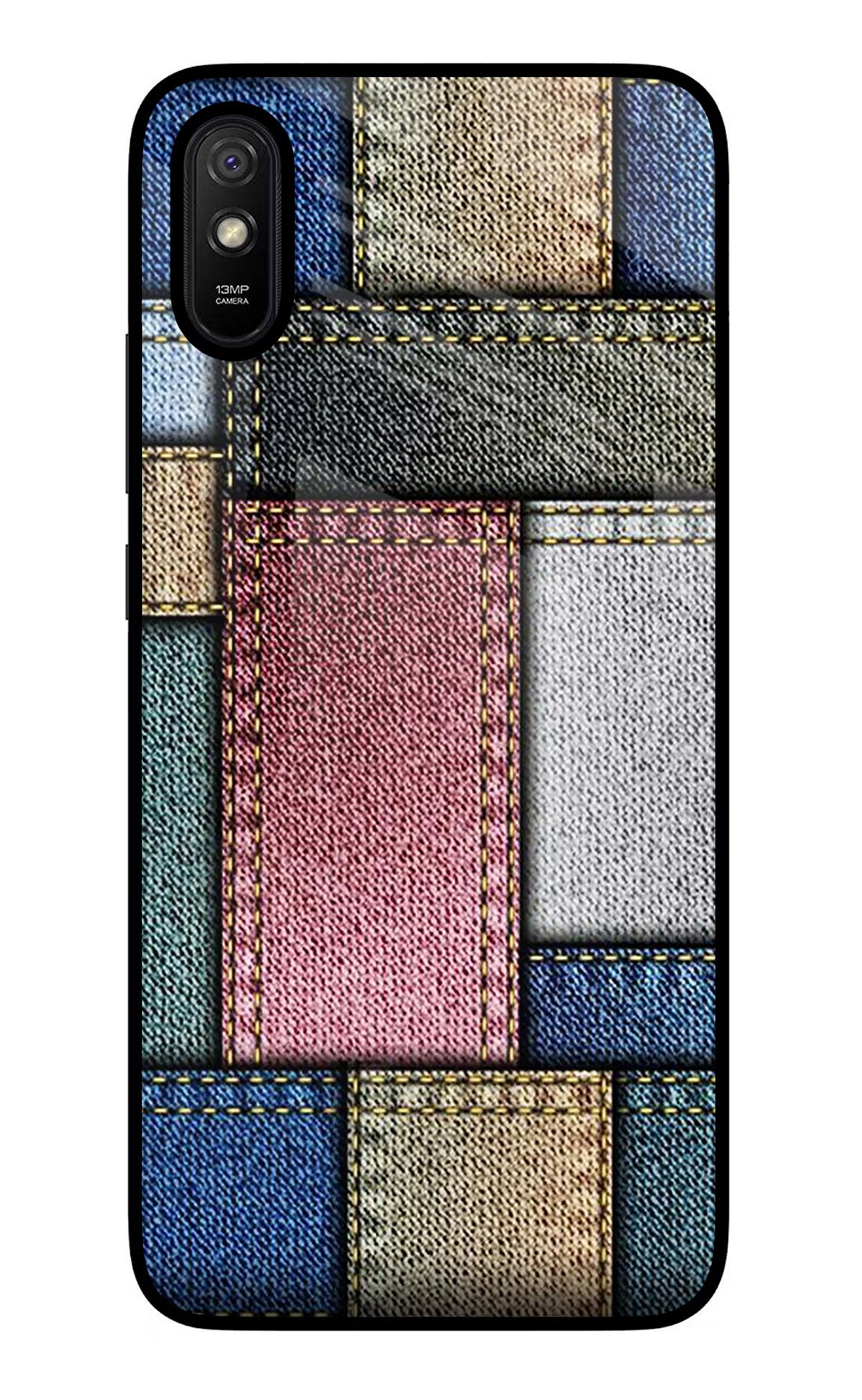 Multicolor Jeans Redmi 9A/9i Glass Case Back Cover by Casekaro