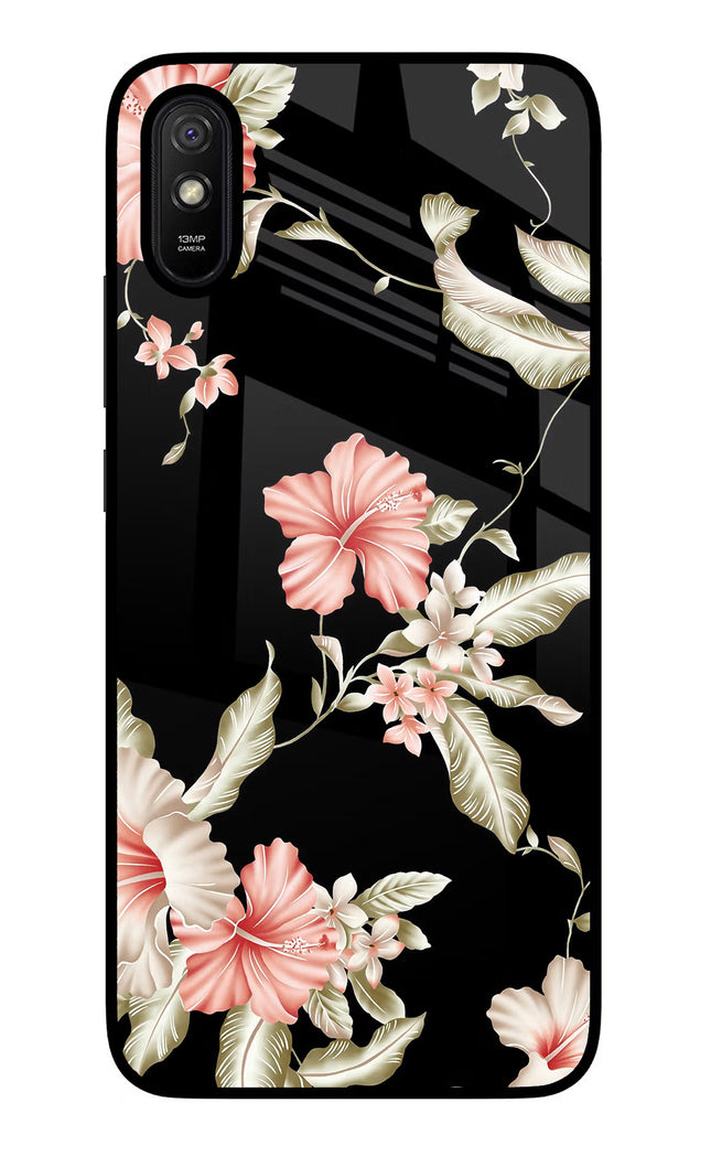 Flowers Redmi 9A/9i Glass Case Back Cover by Casekaro