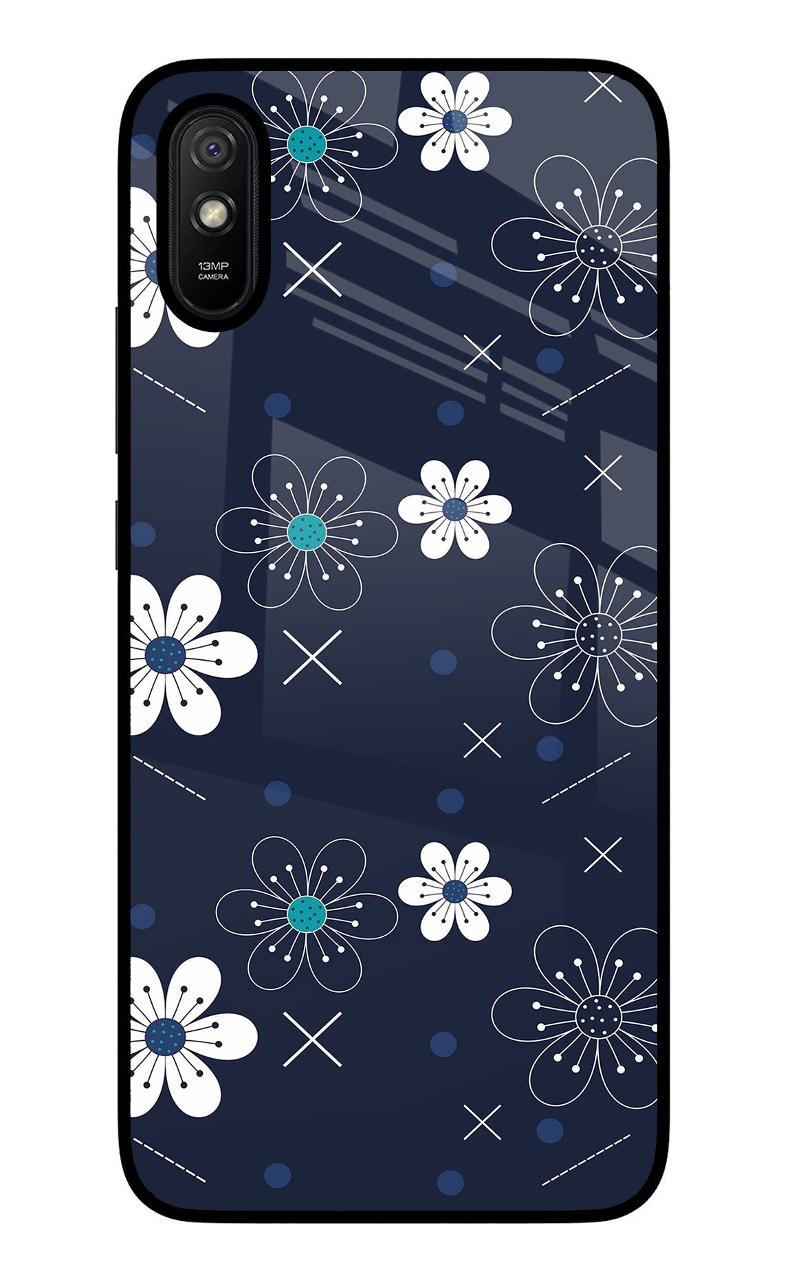 Flowers Redmi 9A/9i Glass Case