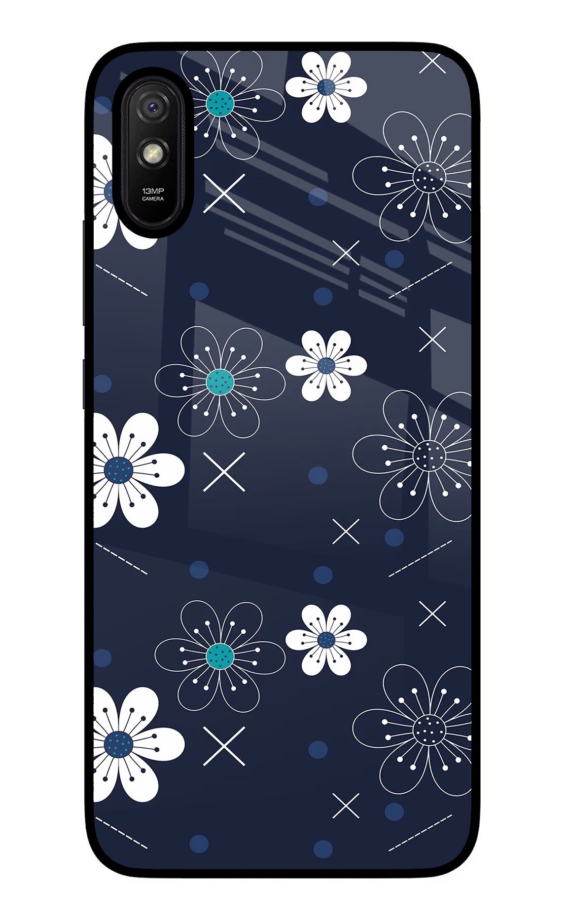 Flowers Redmi 9A/9i Glass Case Back Cover by Casekaro