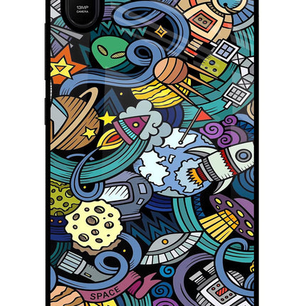 Space Abstract Redmi 9A/9i Glass Case Back Cover by Casekaro