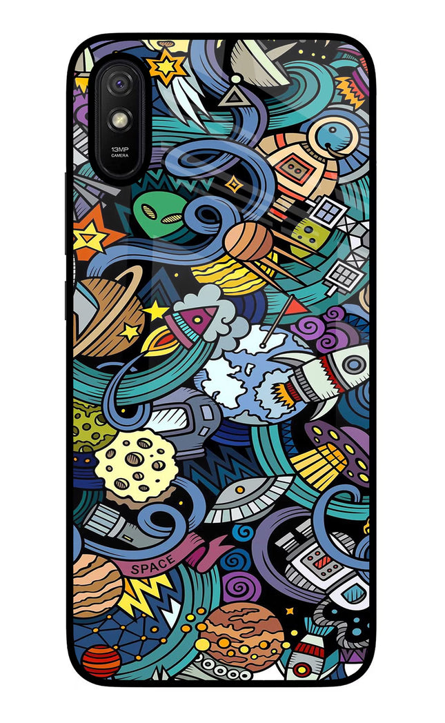 Space Abstract Redmi 9A/9i Glass Case Back Cover by Casekaro