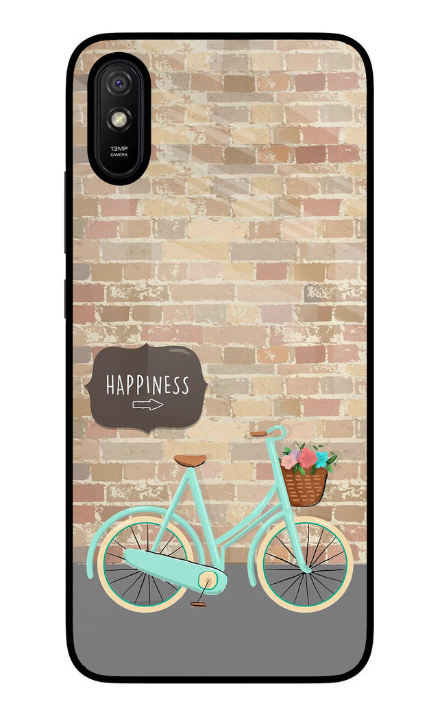 Happiness Artwork Redmi 9A/9i Glass Case Back Cover by Casekaro