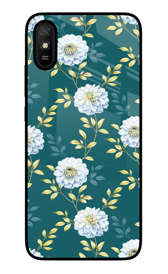Flowers Redmi 9A/9i Glass Case Back Cover by Casekaro