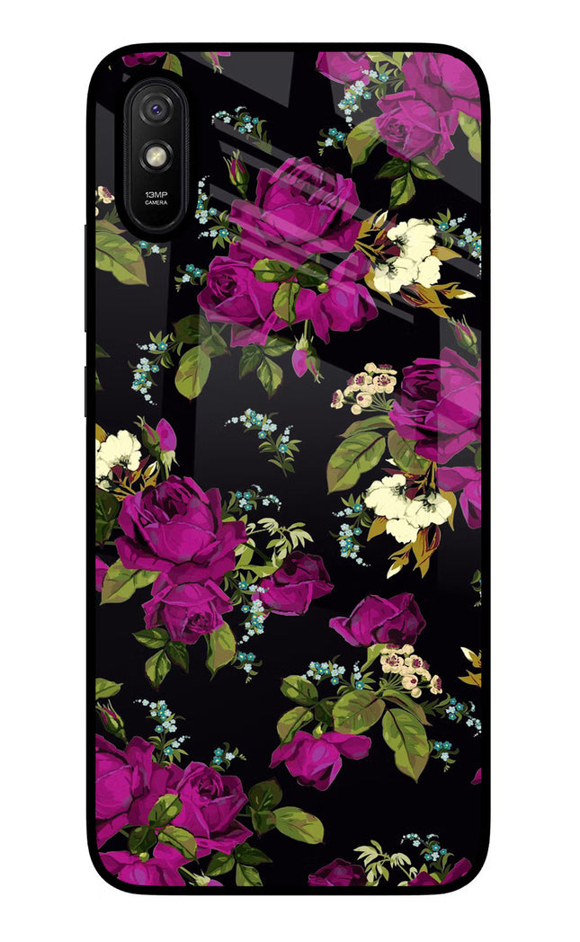 Flowers Redmi 9A/9i Glass Case Back Cover by Casekaro